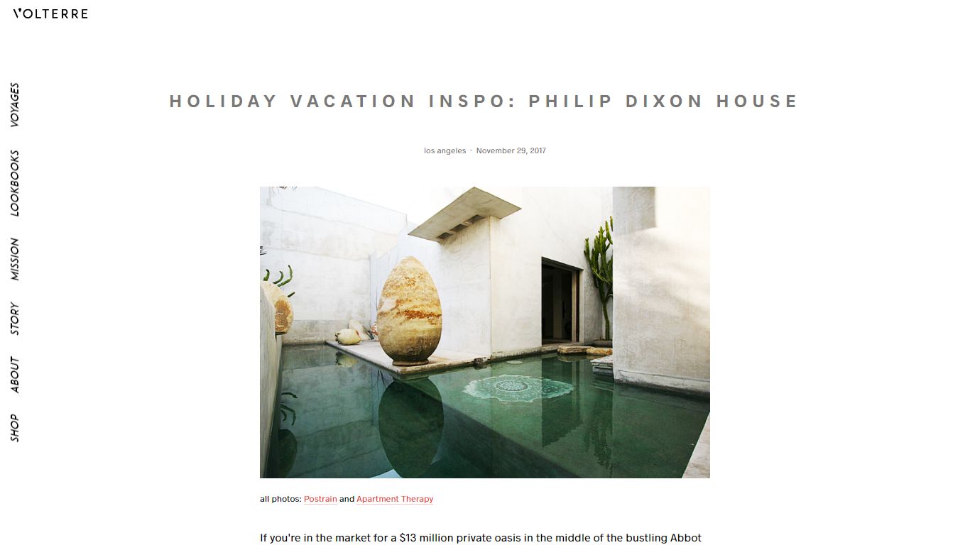 Holiday Vacation Inspo: Philip Dixon House — Volterre